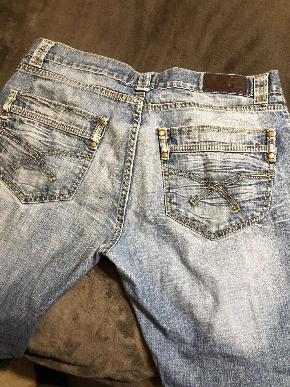 Diesel Industry Button Fly Size 36 x 33 Straight Leg Jeans Great Whiskers - Picture 7 of 8